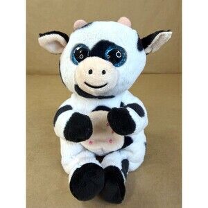 Ty Beanie Bellies "Herdly" Black and White Holstein Cow Plush Stuffed Animal Toy